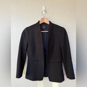 J. Crew Black Open-Front Collarless Blazer